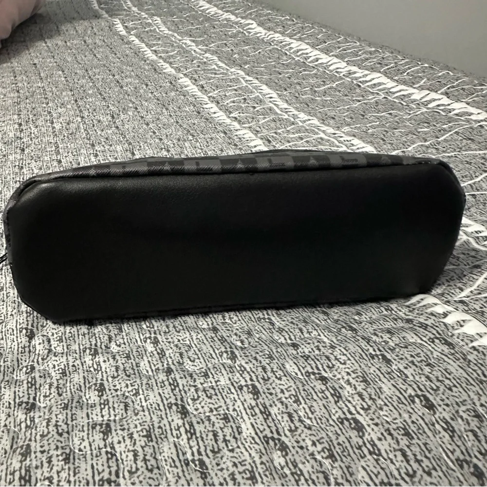 London Fog Ellie Monogram Cosmetic Clutch Brown Quiet Luxury Chic NWT